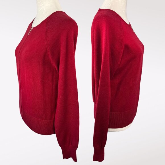 Pria Red Full Zip Cotton Blend Cardigan Sweater Small - Minor Flaws - Picture 4 of 10